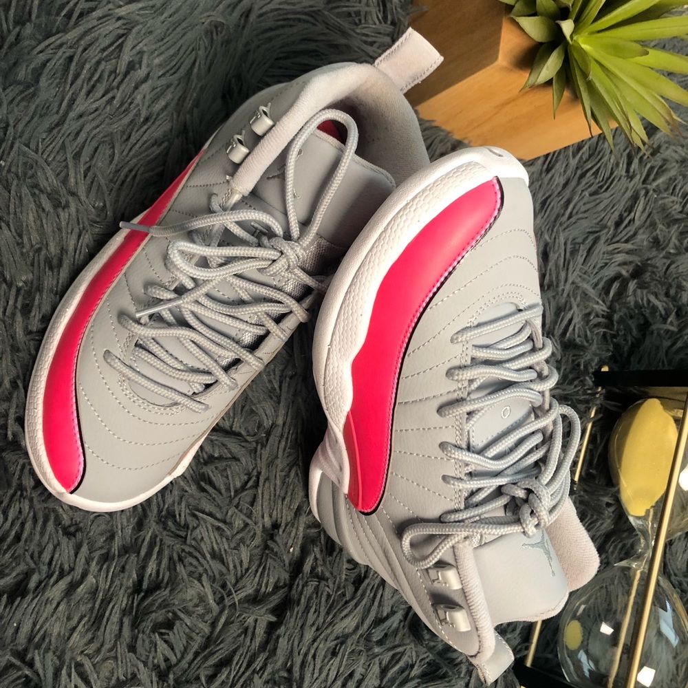 Jordan 12 GS Grey & Racer Pink 4Y